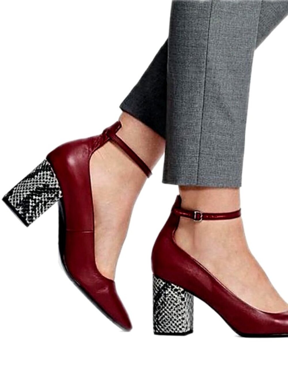 Brooks Brothers Women’s Shoes Heels Burgundy Leather Ankle Straps New size 8